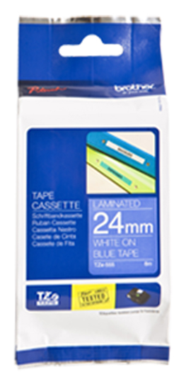 TZe-555 24mm Wit op Hard Blauw TZe-555 24mm Wit op Hard Blauw