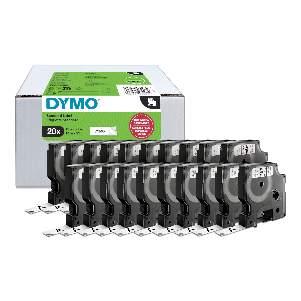 Dymo 2231632 value pack 20x D1 12mm x 7m black on white Dymo 2231632 value pack 20x D1 12mm x 7m black on white