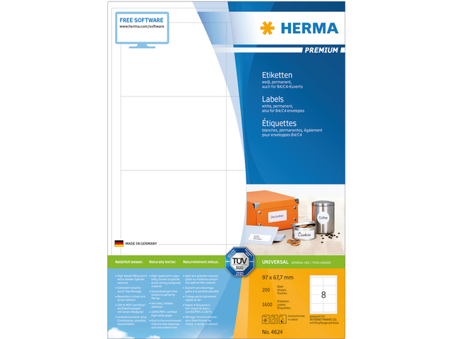 4624 etiket herma 4624 97x67.7mm premium a4 1600st