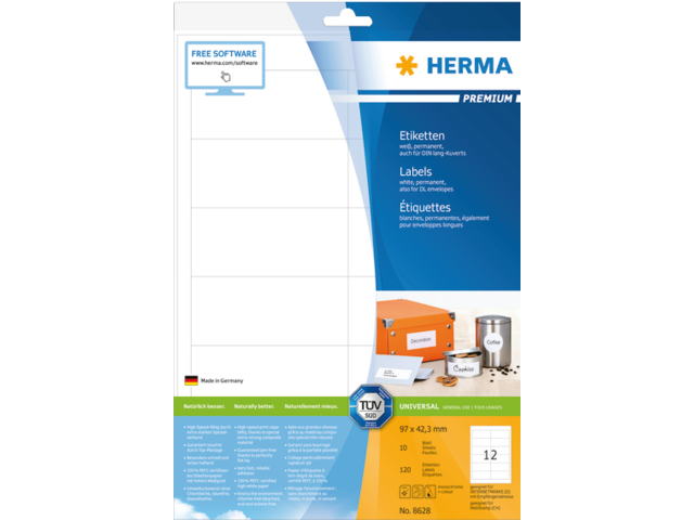 8628 etiket herma 8628 97x42.3mm premium a4 120st