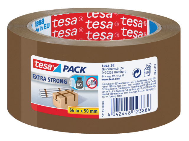 Verpakkingstape tesapack® Extra Strong 66mx50mm PVC bruin Verpakkingstape tesapack® Extra Strong 66mx50mm PVC bruin