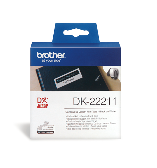 DK-22211 Doorlopende duurzame film 29mm x 15,24m - wit - zelfklevend DK-22211 Doorlopende duurzame film 29mm x 15,24m - wit - zelfklevend