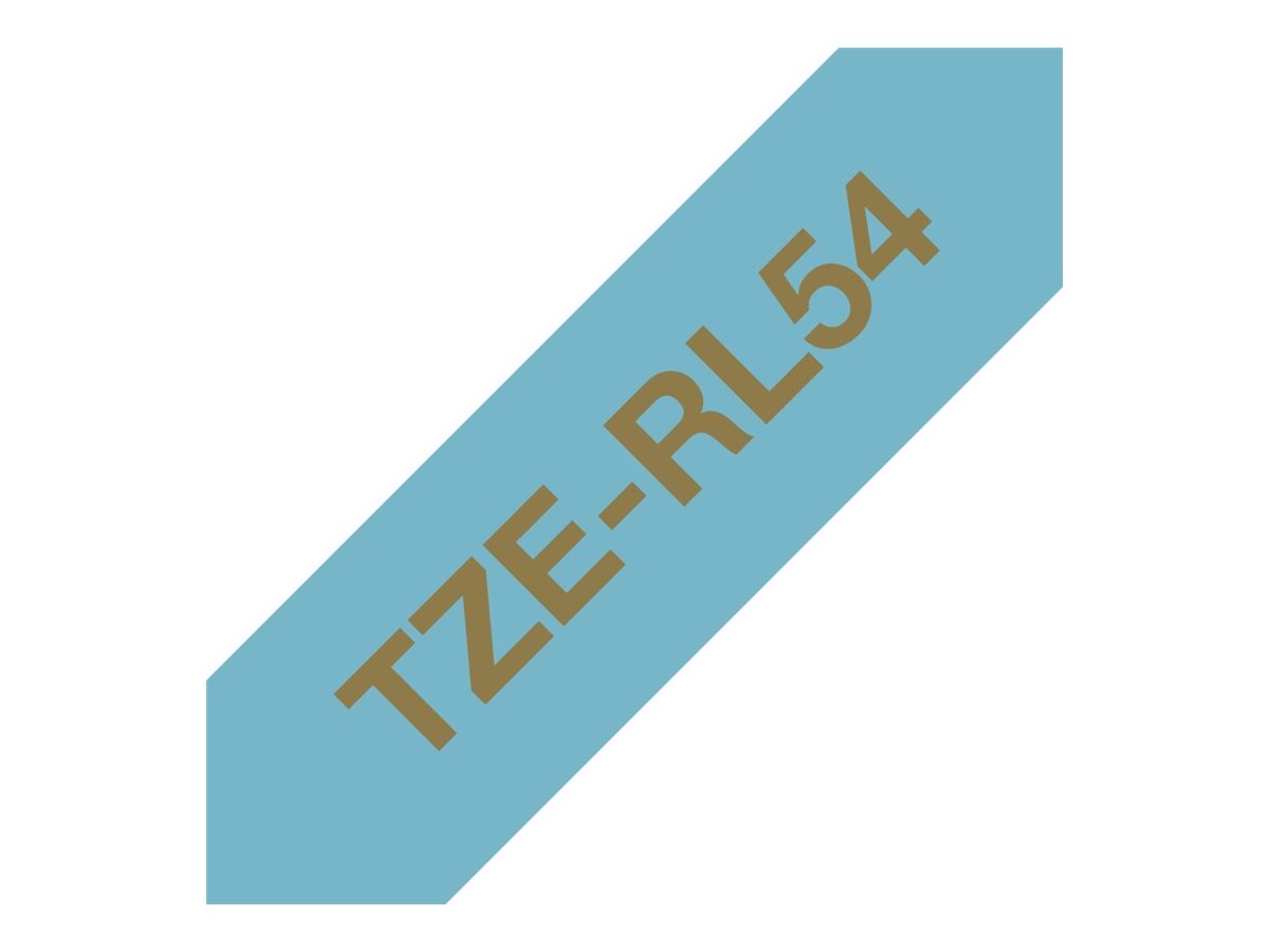 TZE-RL54 stoffen lint goud op lichtblauw, 24mm x 4m