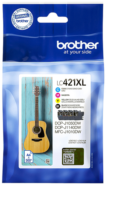 Inktcartridge Brother LC-421XL zwart + 3 kleuren Inktcartridge Brother LC-421XL zwart + 3 kleuren