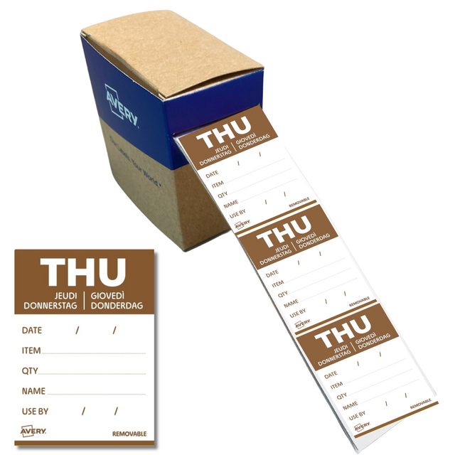 Etiket Avery HACCP donderdag-bruin 40x56mm 500st