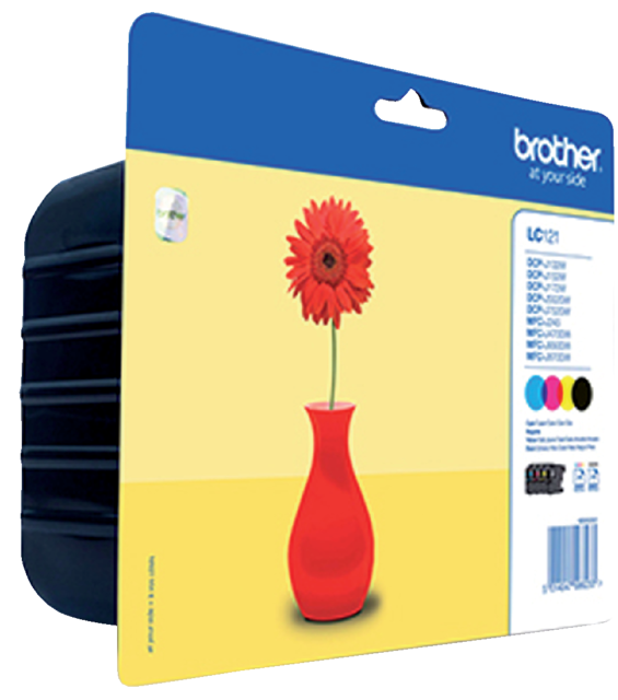 Inktcartridge Brother LC-121VALBP zwart + 3 kleuren Inktcartridge Brother LC-121VALBP zwart + 3 kleuren