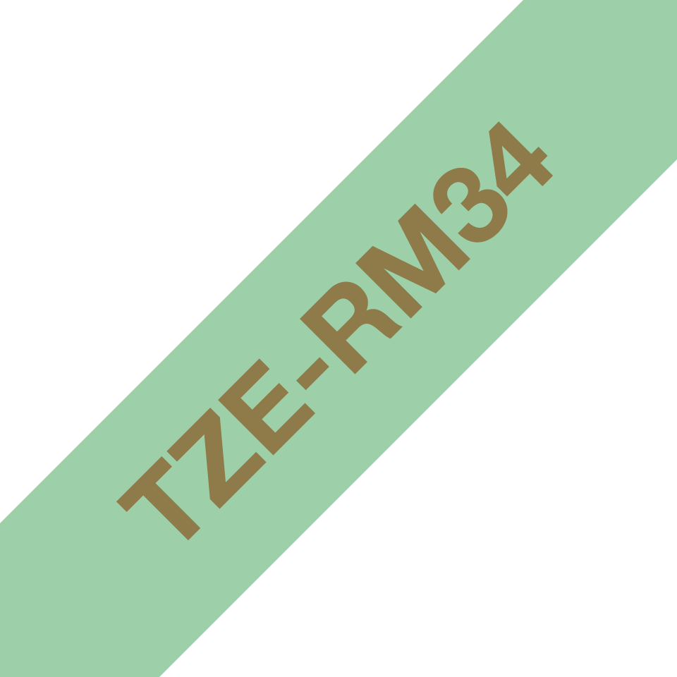 TZe-RM34 stoffen lint, satijn - goud op mintgroen, 12mm x 4m