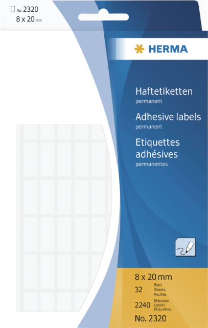 Etiket HERMA 2320 8x20mm wit 2240 stuks Etiket HERMA 2320 8x20mm wit 2240 stuks