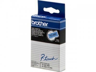 Brother TC-591 Tape Zwart op blauw, 9mm
