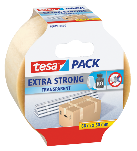 Verpakkingstape tesapack® Extra Strong 66mx50mm pvc transparant Verpakkingstape tesapack® Extra Strong 66mx50mm pvc transparant