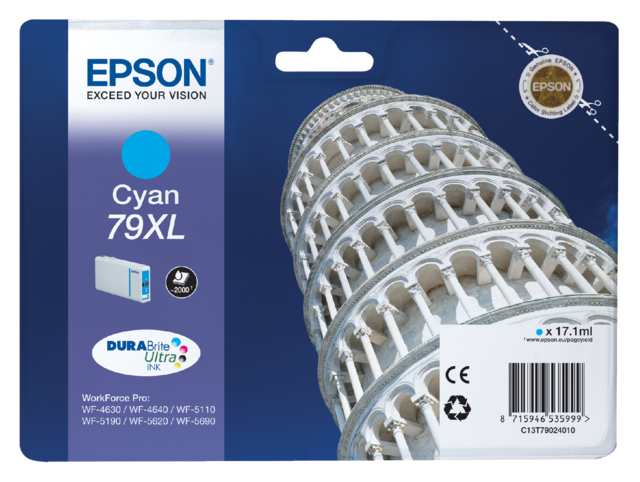 Inktcartridge Epson 79XL T7902 blauw Inktcartridge Epson 79XL T7902 blauw