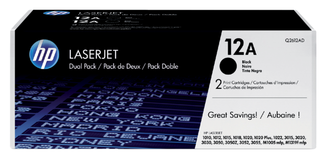 Toner cartridge HP Q2612AD 12A black 2x