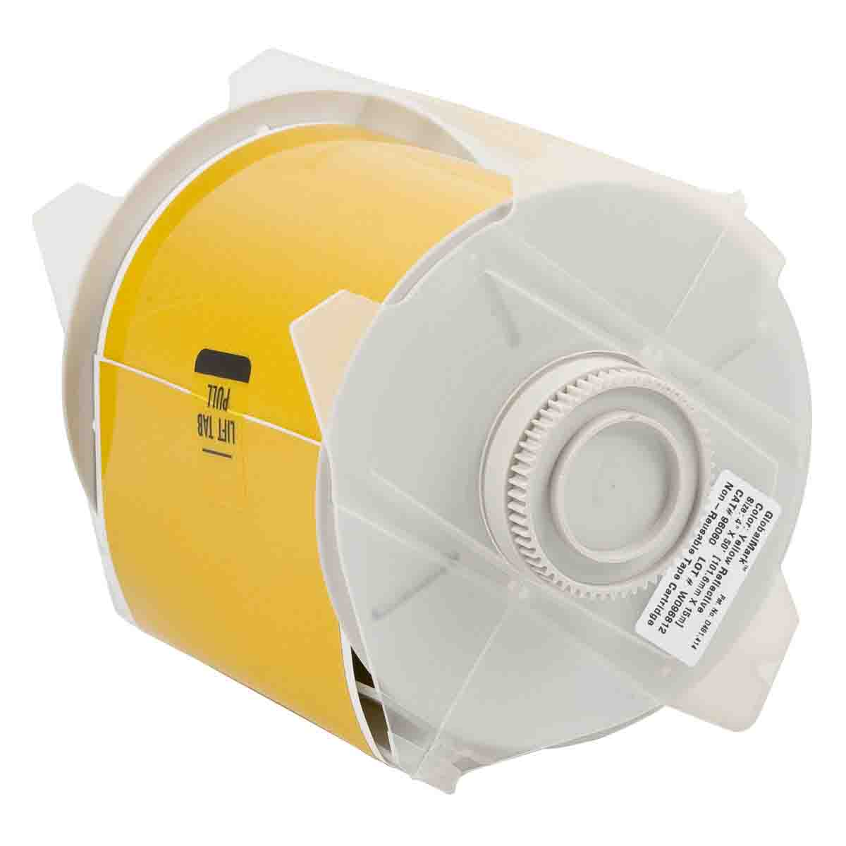 113114_GLOBALMARK VINYL B595 YELLOW 100MM GlobalMark vinyl tape voor binnen-/buitengebruik, 101,60 mm (B) x 30,48 m (L), Geel