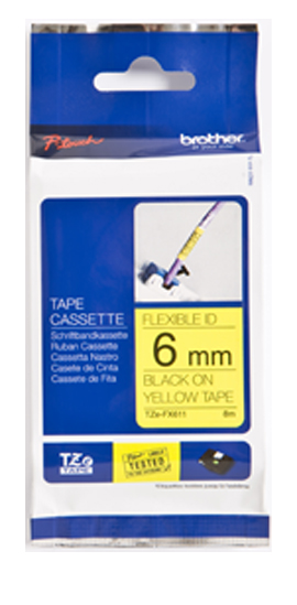 TZe-FX611 6mm Zwart op Geel - flexibel
