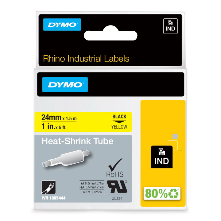 Rhino 1805444 Krimpkous 24mm zwart op geel Rhino 1805444 Krimpkous 24mm zwart op geel
