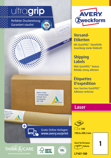 Etiket Avery L7167-100 199.6x289.1mm 100stuks wit Etiket Avery L7167-100 199.6x289.1mm 100stuks wit