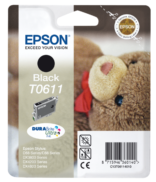 Inktcartridge Epson T0611 zwart Inktcartridge Epson T0611 zwart