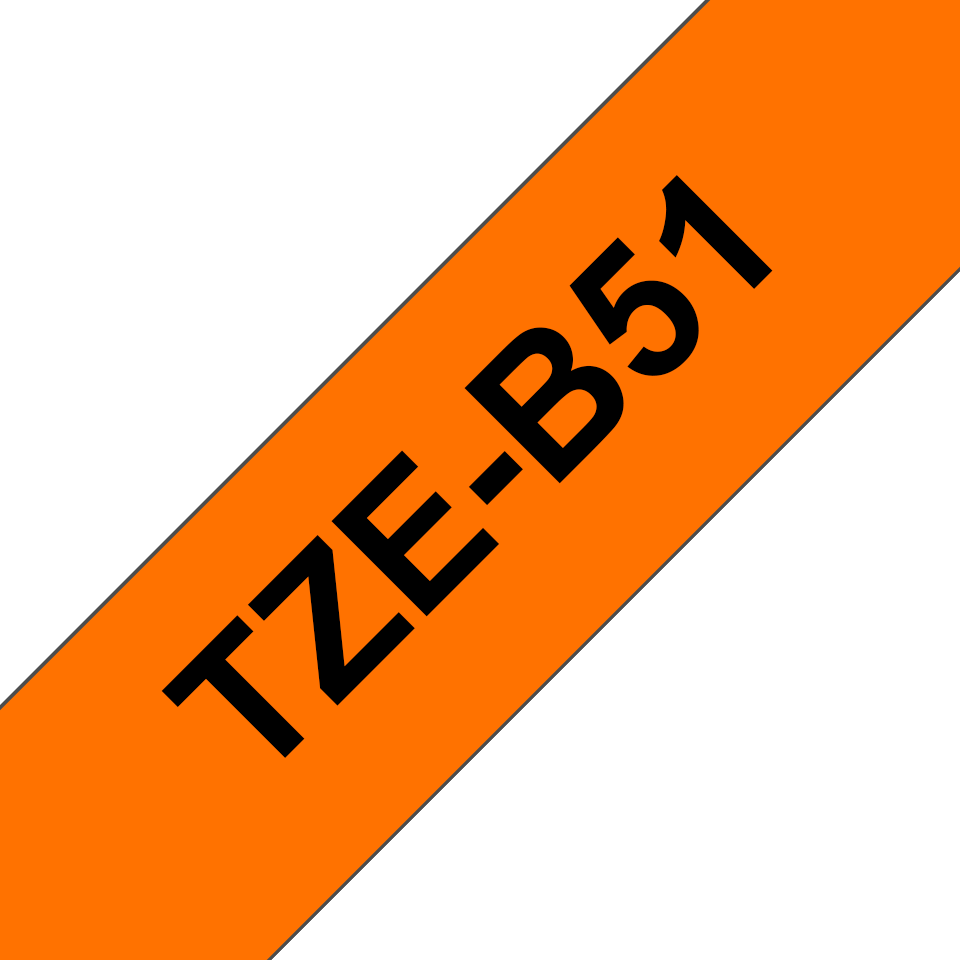 TZe-B51 24mm Zwart op Oranje Fluorescerend TZe-B51 24mm Zwart op Oranje Fluorescerend