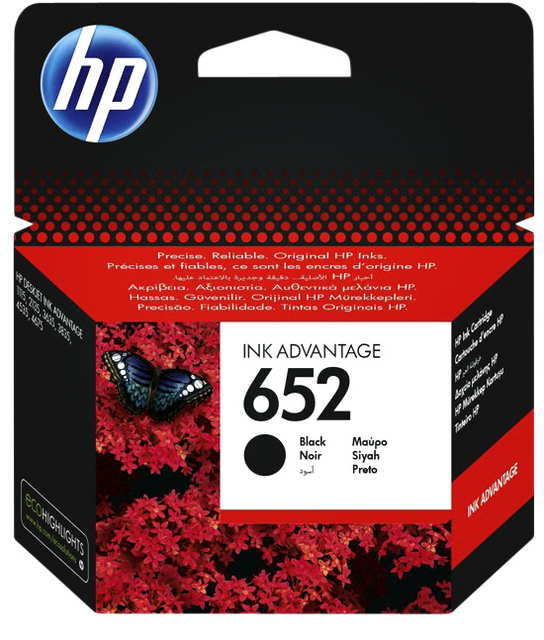 Ink cartridge HP F6V25AE 652 black Ink cartridge HP F6V25AE 652 black